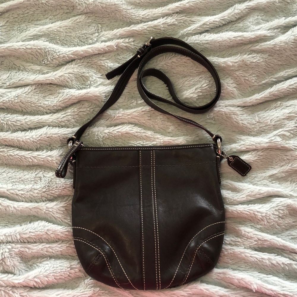 Authentic Coach brown leather crossbody